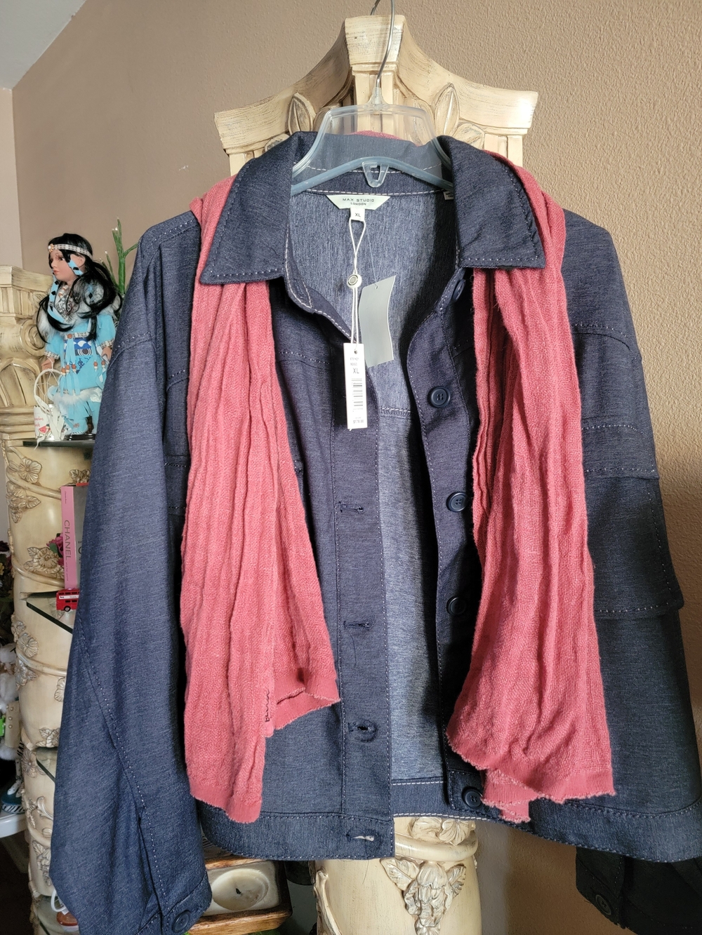 Max Studio LONDON Women’s Navy/Indigo Jacket Shirt
